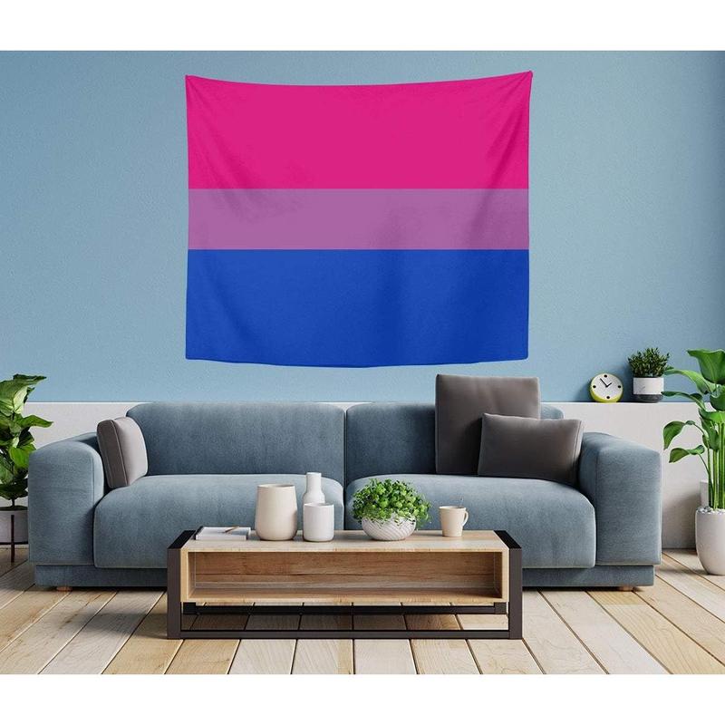 Bisexual Pride Flag Tapestry, Wall Decor Art Tapestry Hanging for Living Room Kitchen Outdoor Dorm Bedroom, 60 X 40 Inches