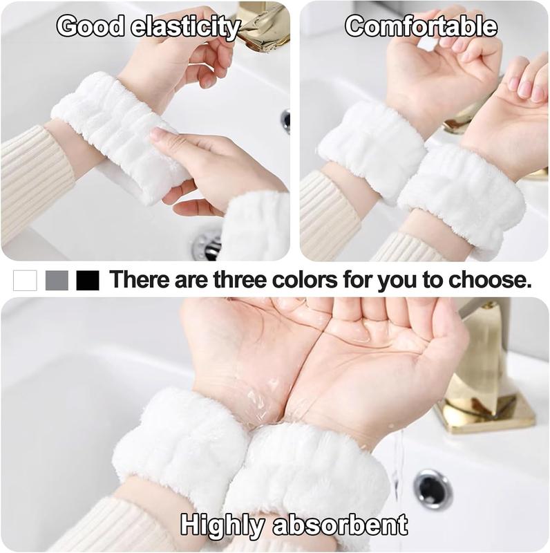 2 count Women's Wristlet Towels for Washing Face Flannel Wrist SPA Wash Towel Face Washing Absorbent Wristbands Wrist Sweatband for Girls  Water from Spilling Down Your Arm (Gray)