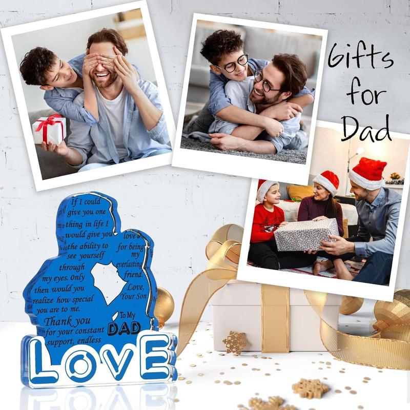 Desk Sign Gifts for Dad from Son, Father Gifts Love Plaque Presents for Dad, Birthday Christmas Daddy Gifts New Step Bonus Dad Gift Ideas, Table Desk Decor Dad Gifts Office Home