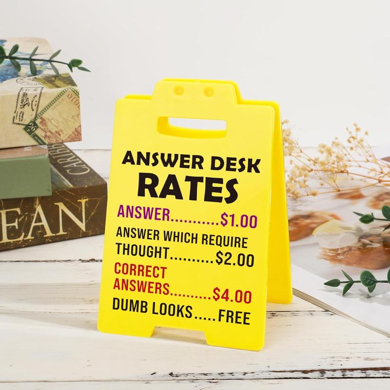 Funny Team Office Gifts - Answer Desk Rates Funny Desk Sign, Gag Fun Gift for Coworker Teammate Employee Boss, Office Desk Sign Cubicle Decor Plastic