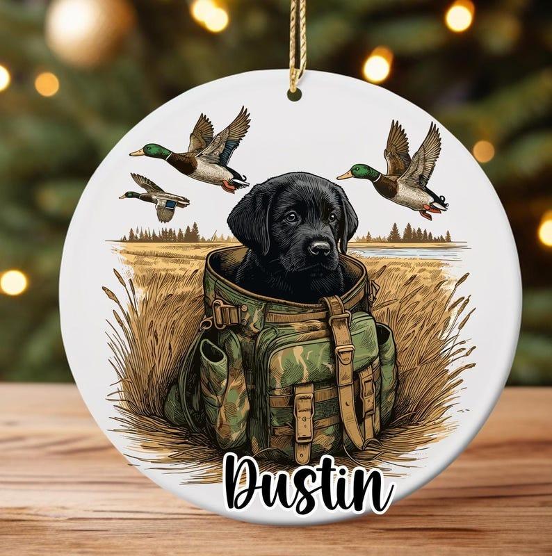 Labrador Retriever With Mallard Ducks for Babies And Kids, Personalized Keepsake Ornament, Duck Hunting Decor 3x3 inch, Custom Name