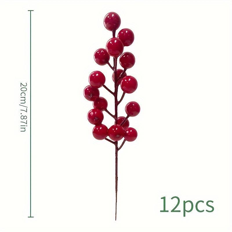 Artificial Berry Stem, 12 24pcs Faux Diy Decorative Fruit Stem, Home Decor Supplies for for Party Wedding