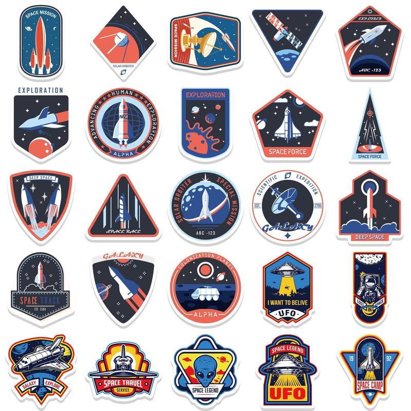 50pcs Cartoon Astronaut Space Sticker, Waterproof Sticker Pack for Wall Water Bottle Skateboard Helmet Car Bike Luggage Laptop