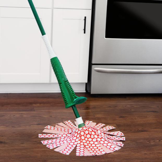 Libman Wonder Mop.  Green and White Handle. Cleaning Steel