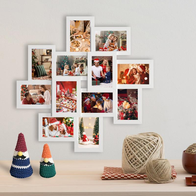 Jerry & Maggie Photo Frame 25x25 Family Picture Frames Collage Wall Decor 4x6 Pictures 12 Opening, Selfie Gallery Collage Wall Hanging, Wall Photo Frames for Living Room Decorations, Assembly Required Border Gifts Installation Mdf