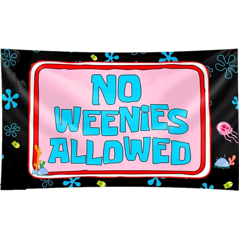 No Weenies Allowed Tapestry 60x40inch,Man Cave Wall Hanging,Vivid Color,Durable Polyester Banner for College Dorm Room Decor,Gift,Tailgates