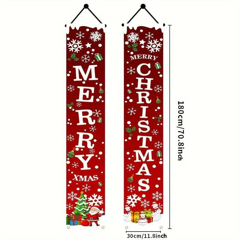 Merry Christmas Door Banner, 180cm*30cm Holiday Door Decoration, Universal Festive Backdrop for Home Party Garden Decor