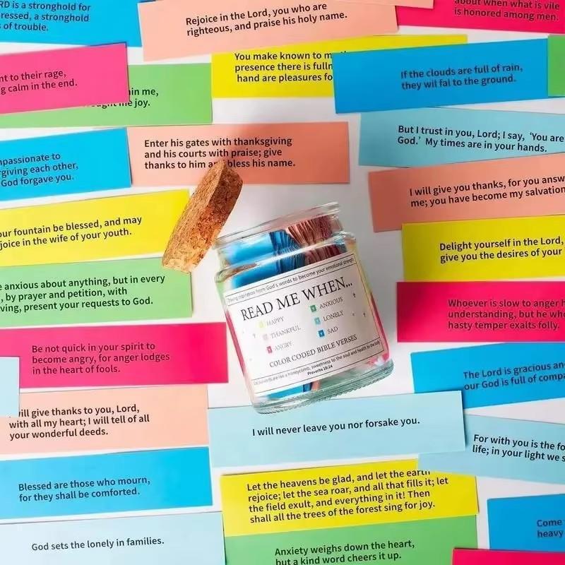 Emotional Journal Jar, 1 Set Including Colorful Inspirational Verse Card, Unique Gift for Spiritual Reflection and Self-care