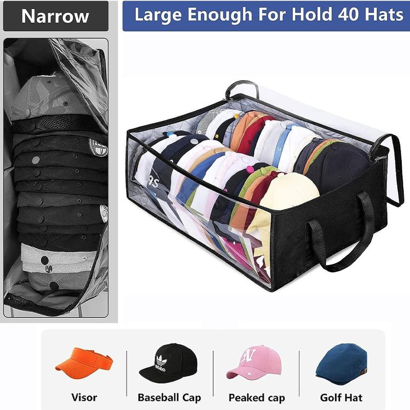 Wide Hat Storage for Baseball Caps, Large Capacity Hat Racks Organizer for Closet Cap Holder Holds up to 40 Hats Box Plastic