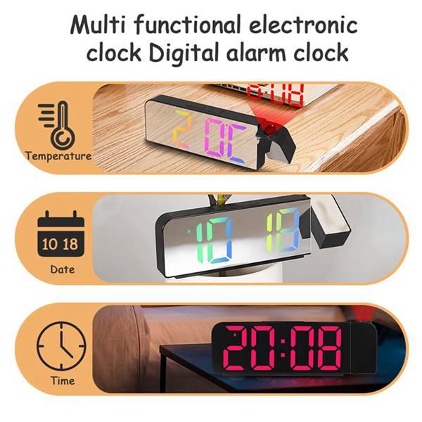 180° Rotation Projection Alarm Clock 12 24H LED Digital Clock USB Charge Ceiling Projector Alarm Clock Green