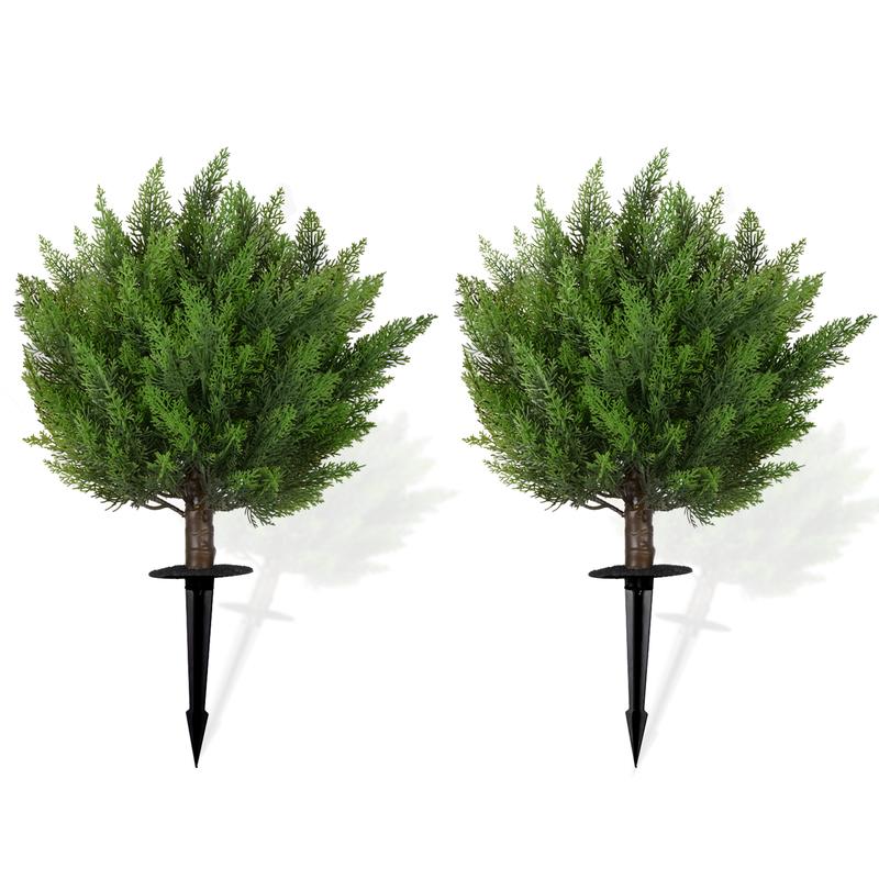 19.6 Inch Artificial Cypress Boxwood Sapling Outdoor Decoration Plastic Tree Artificial Pine Tree Ground Pine Tree Fake Plant Decoration (2Park) Twig Decor Set Artificial Tree Ground Tree  Home Decor Ornaments Fruit