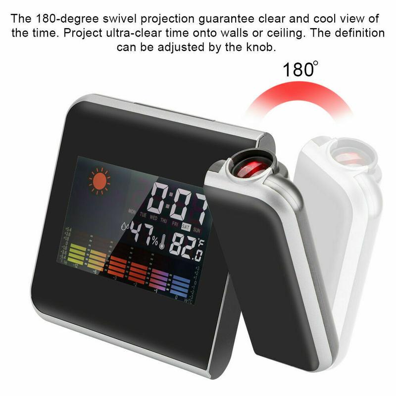 Digital Alarm Clock Projection Clock with Indoor Thermometer Hygrometer USB Charging Digital Projection Alarm Clock with Snooze Function Battery Operated Backup Dual Alarm Clocks for Bedroom Heavy Sleeper Kid Elder Decor