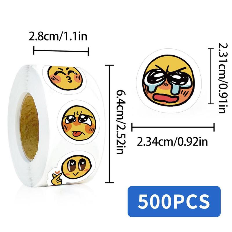 Expression Pattern Sticker (500pcs roll), Funny Emoticon Sticker, Decorative Sticker for Notebook, Diary, Scrapbook, Journal