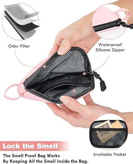 SafeDelux Smell Proof Bags with Carbon Lining Odor Proof Bag Smoking Pouches 6.3 x 4.3 Inch Odorless Medicine Organizer Pouch Scent Proof Bags-Great Gifts for Women Ultra Lightweight