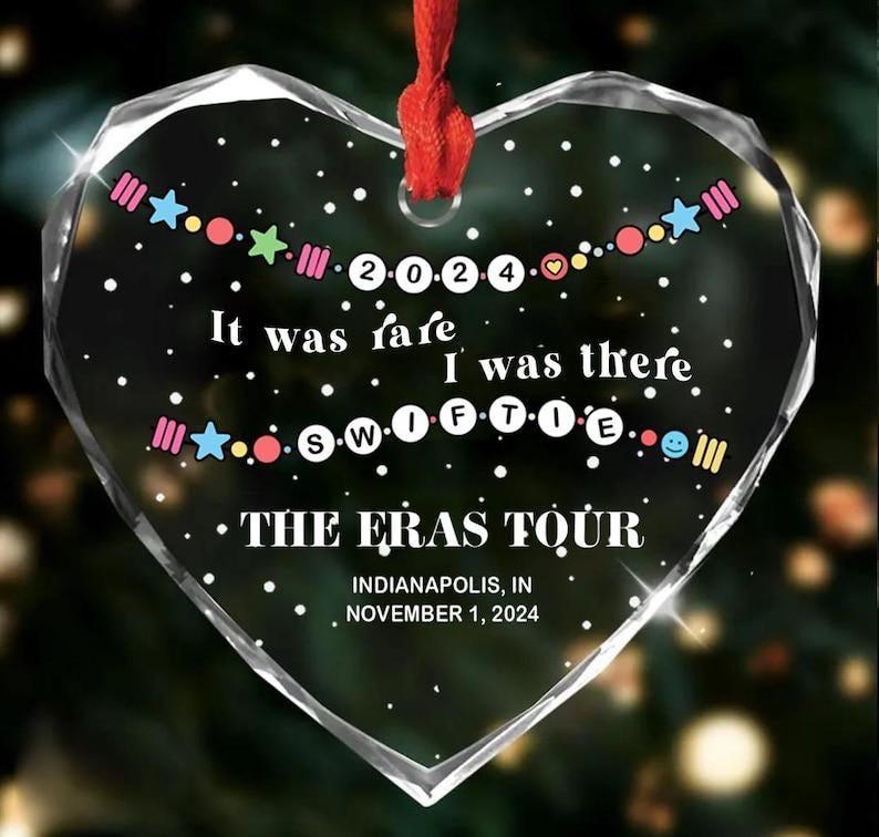 Custom Era Tour Glass Ornament, It Was Rare I Was There Ornament, Personalized Tay Tay Tour 2024 Ornament, Christmas Tour Ornament