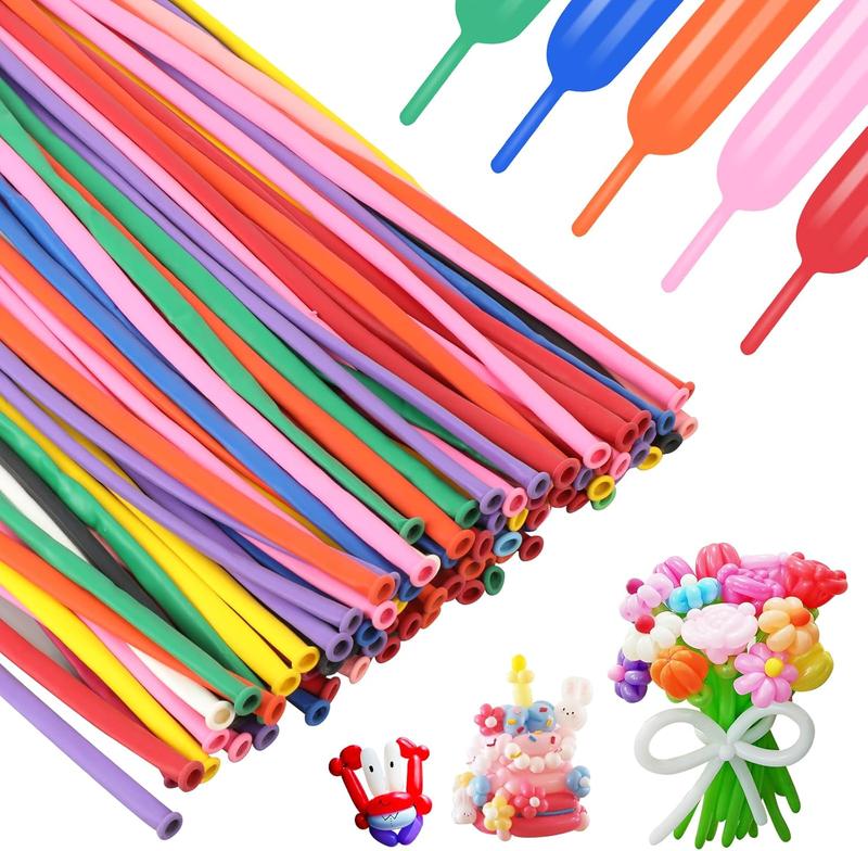 260 Balloons 100 Pack, Latex Assorted Color Long Balloons,Modeling Magic Twisting Balloons for Animal Shape Birthday Weddings Christmas Party Decoration