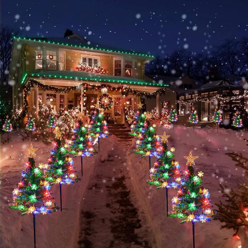 4-Pack Solar LED Christmas Tree Lights, 8 Modes - For Yard, House, Patio