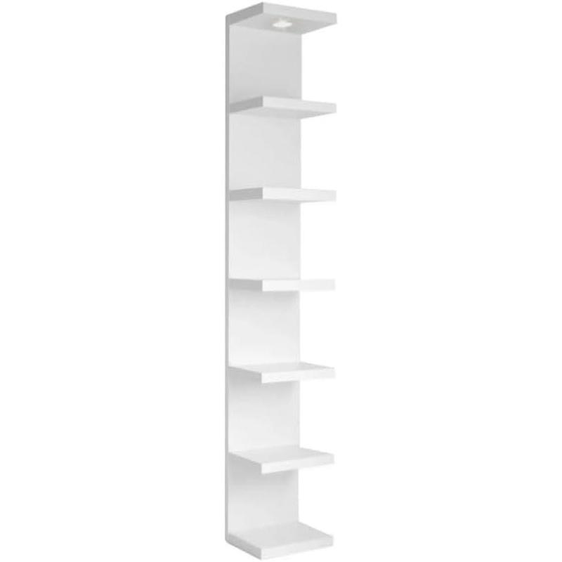 Makrtser7 Tier Wall Shelf Unit,White Lack Wall Shelf,Display Floating Shelf with LED Remote Control Light