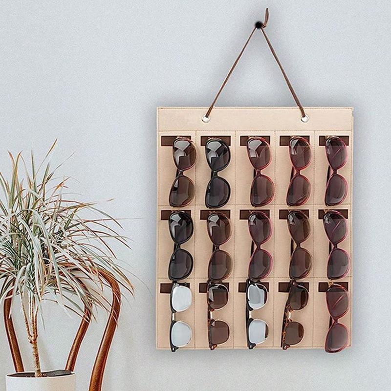 15-Grid Glasses Storage Bag, Sunglasses Storage Hanging Bag, Sunglasses Display Stand, Multi-functional Hanging Bag, Foldable Glasses Storage Bag