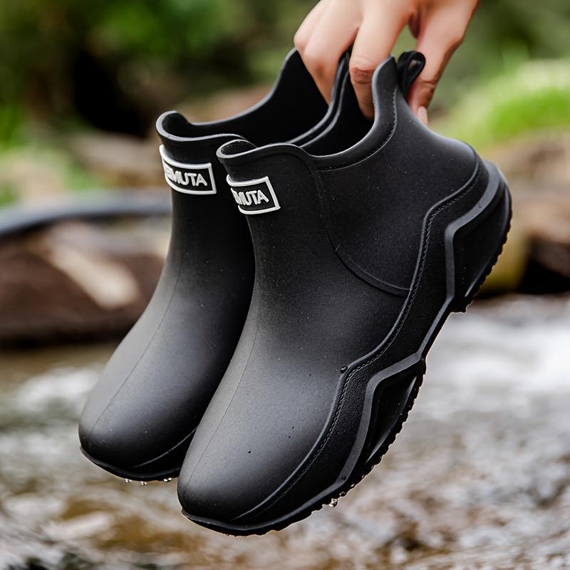 Womens Waterproof Stylish Rain Boots - Quick-Dry Slip-On Design - Durable Flat Short Boots for Outdoor Garden Work - Comfortable & Lightweight