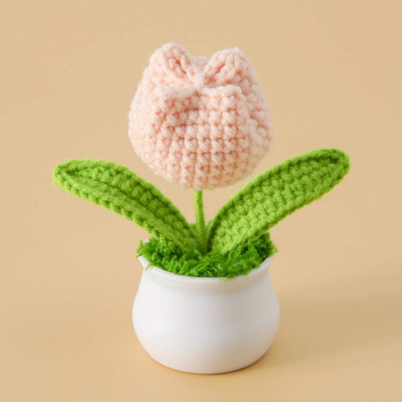 Crochet Tulip Plant, Cute Flower Decor, Home Decor Supplies for Living Room Bedroom Office, Fall & Winter Gift