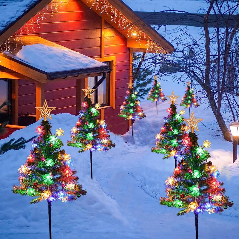 4-Pack Solar LED Christmas Tree Lights, 8 Modes - For Yard, House, Patio