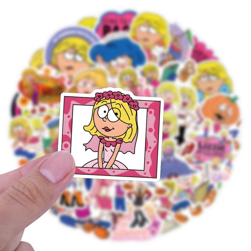 Cartoon Lizzie Mcguire Sticker, 55pcs set Cute Cartoon Sticker, Waterproof Self Adhesive Decor Paper for Gift Greeting Card Water Bottle Laptop Phone