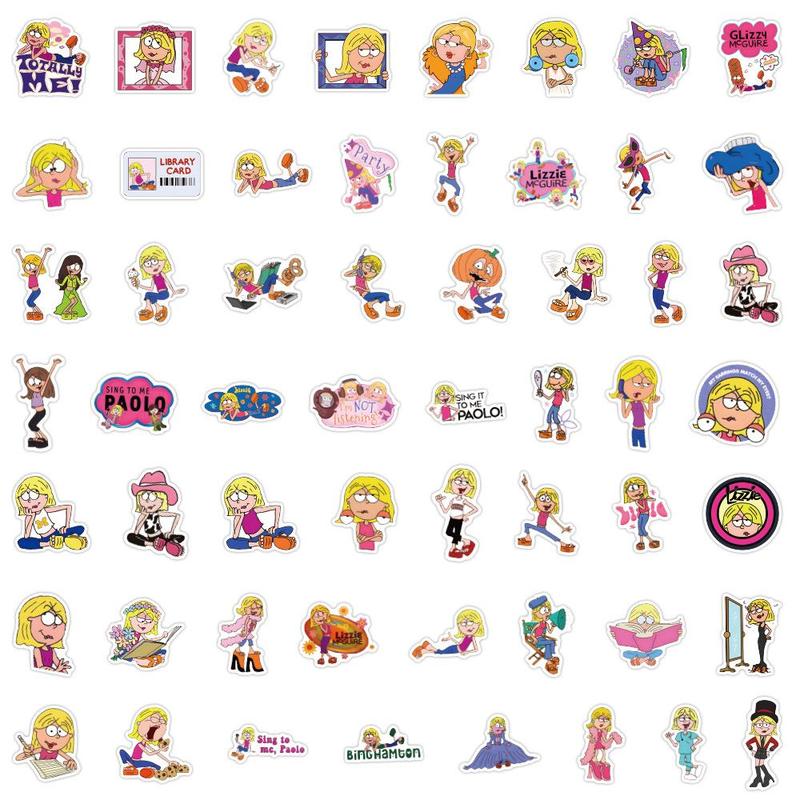 Cartoon Lizzie Mcguire Sticker, 55pcs set Cute Cartoon Sticker, Waterproof Self Adhesive Decor Paper for Gift Greeting Card Water Bottle Laptop Phone