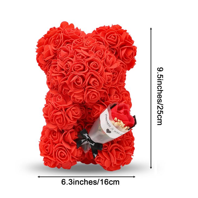 Christmas artificial rose bear, 1 romantic artificial flower bear, anniversary gift, birthday, Mother's Day FEt Hanyeah Dream Home Decor Decorative