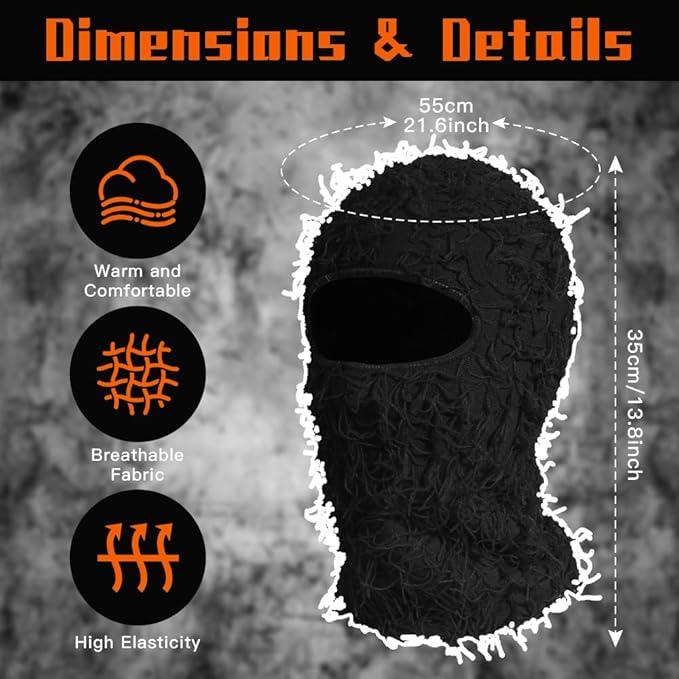 Balaclava Ski Mask for Men Women Shiesty Mask Shaggy Knitted Full Face Ski Mask Windproof Neck Warmer