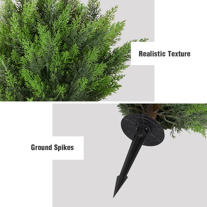 19.6 Inch Artificial Cypress Boxwood Sapling Outdoor Decoration Plastic Tree Artificial Pine Tree Ground Pine Tree Fake Plant Decoration (2Park) Twig Decor Set Artificial Tree Ground Tree  Home Decor Ornaments Fruit