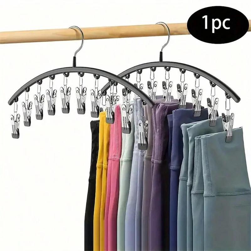 Hanger with 10 Clips, 1 Count Stainless Steel Clothes Hanger, Space Saving Clothes Hanger for Home Dorm Travel, Home Supplies