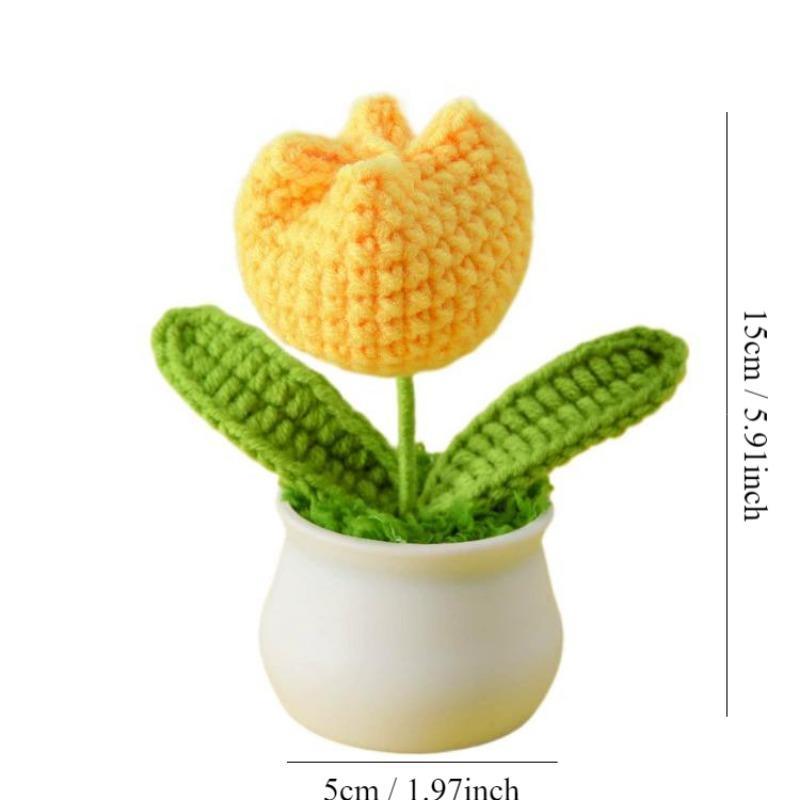 Crochet Tulip Plant, Cute Flower Decor, Home Decor Supplies for Living Room Bedroom Office, Fall & Winter Gift