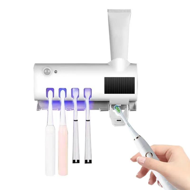 Toothbrush Holder Automatic Toothpaste Dispenser Set Dustproof Sticky Suction Wall Mounted Toothpaste Squeezer for Bathroom