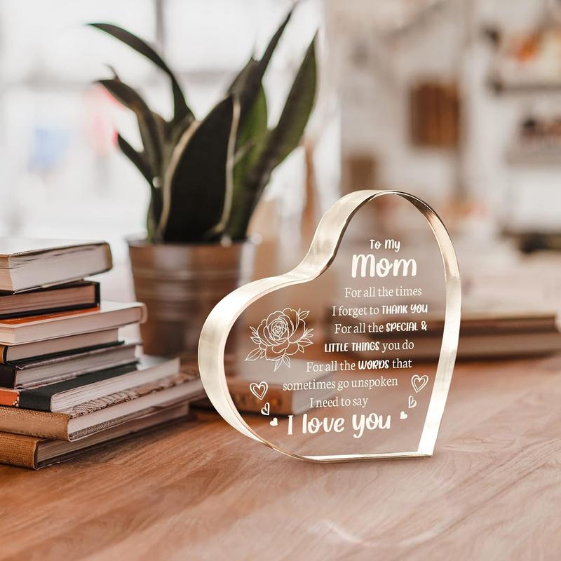 Gifts for Mom, Mom Birthday Gifts Mothers Day Gifts - Acrylic Keepsake 3.9x3.9 Inch - I Love You Mom Gifts from Son Daughter -  Valentines Day Christmas Gift Ideas for Mom