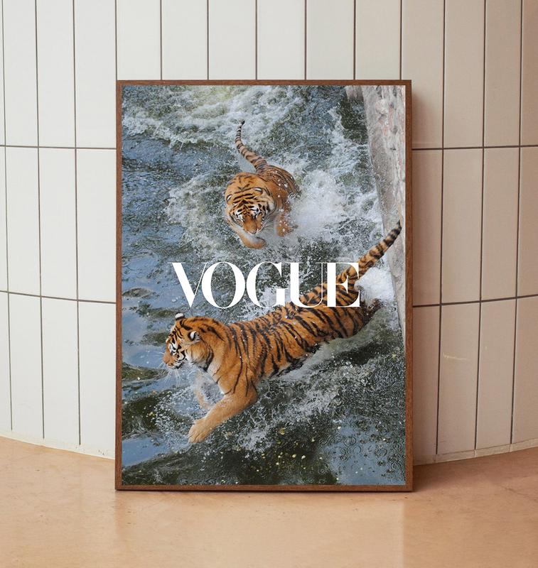 Vintage Tiger Vogue Magazine Fashion Poster, Home Decor Prop Ornaments