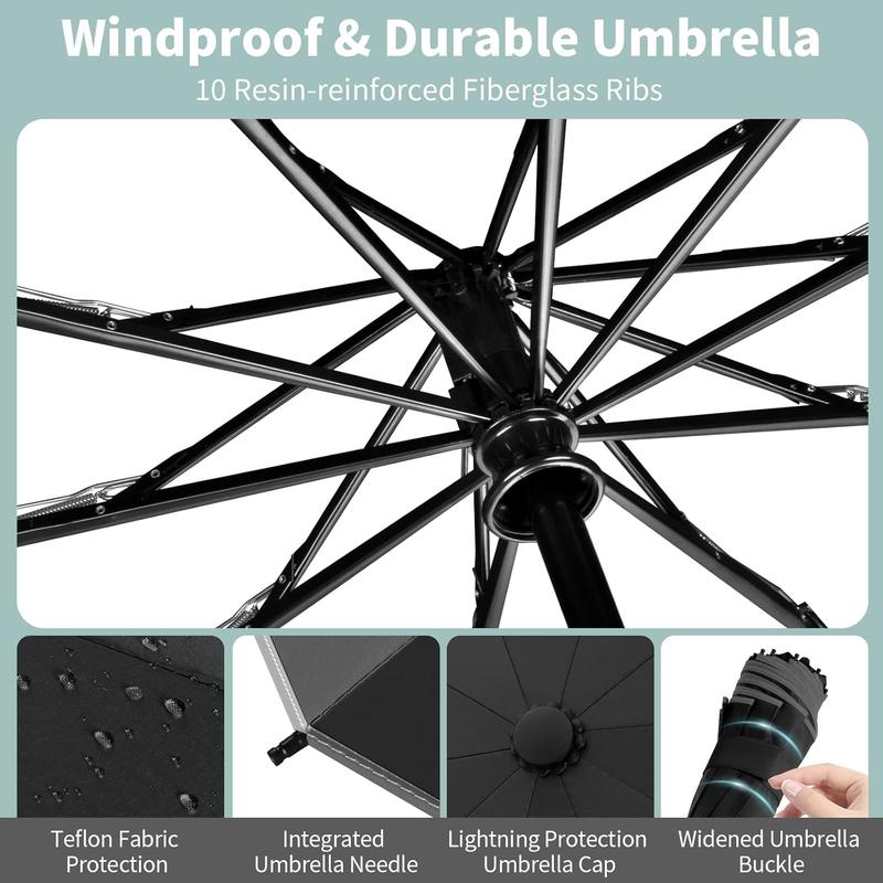 Travel Umbrella, Automatic Umbrellas for Rain, Portable Windproof Compact Umbrella, Folding UV Resistant Sun Umbrella Aluminum Comfortable