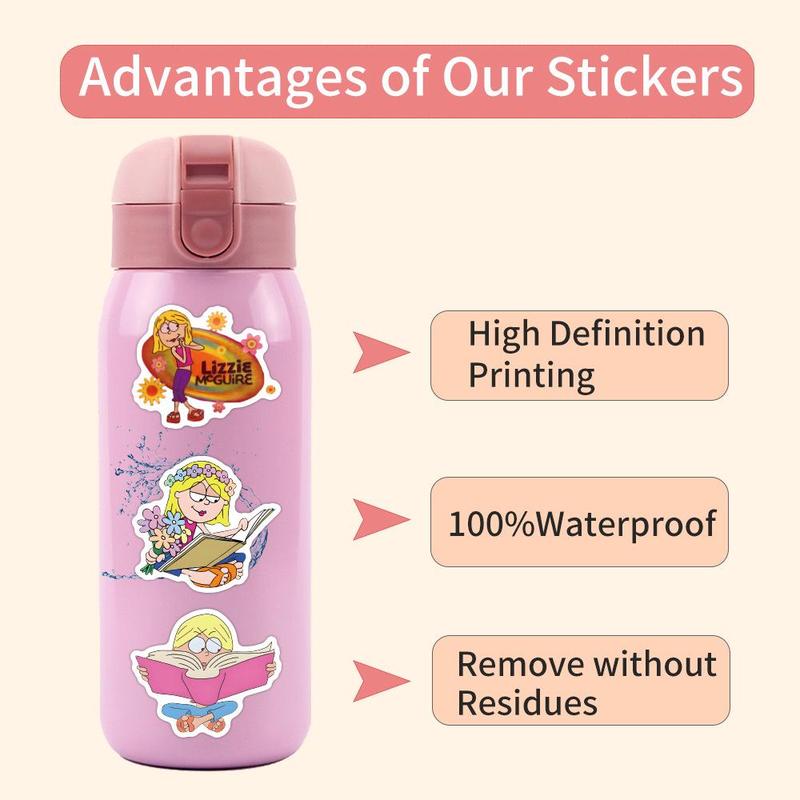 Cartoon Lizzie Mcguire Sticker, 55pcs set Cute Cartoon Sticker, Waterproof Self Adhesive Decor Paper for Gift Greeting Card Water Bottle Laptop Phone