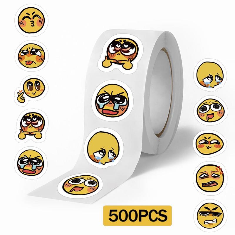 Expression Pattern Sticker (500pcs roll), Funny Emoticon Sticker, Decorative Sticker for Notebook, Diary, Scrapbook, Journal