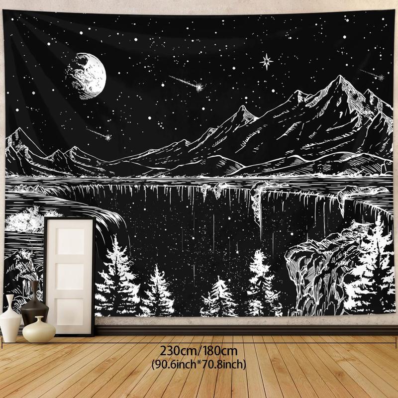 Abstract Starry Night Mountain Landscape Pattern Tapestry for Mean Girls Decorations, 1 Count Wall Hanging Tapestry for Home Living Room Bedroom Decor