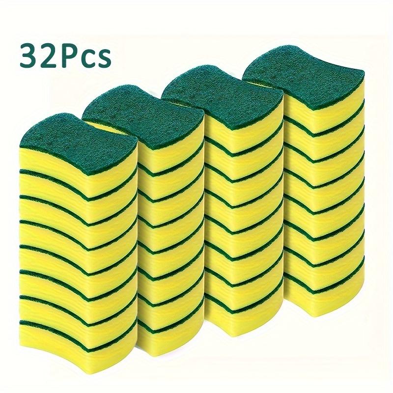 8 16 32pcs, Multifunctional Cleaning Sponge, Double-Sided Scouring Pad For Household Cleaning, Dishwashing Sponge, Premium Kitchen Sponge.