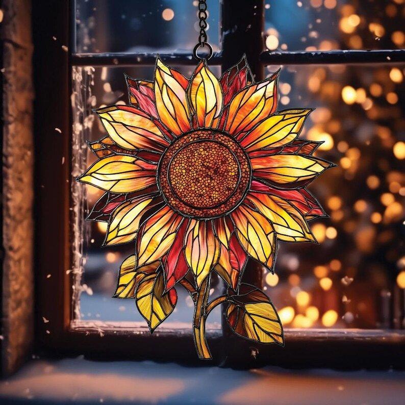 Sunflower Suncatcher Window Hanging Sign, Floral Window Decor Sunflower  Ornament for Home Decor Perfect Garden Gift for Mom Birthday Gift