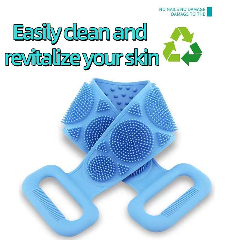 Silicone Back Scrubber for Shower, Double-Sided Back Exfoliator Body Scrub Towel, Exfoliating Washcloth Bath Tool for use in Shower, to Clean Skin for  Men and Women