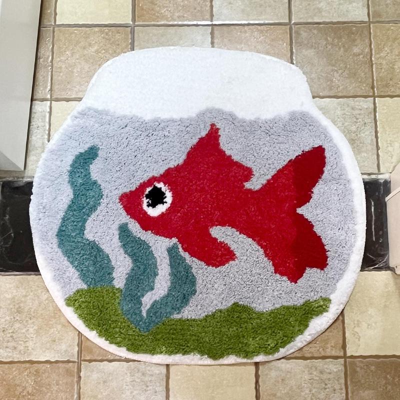 Fish Tank Shaped Bath Mat, 1 Count Non-slip Water Absorption Soft Floor Rug, Decorative Carpet for Home Living Room Bedroom