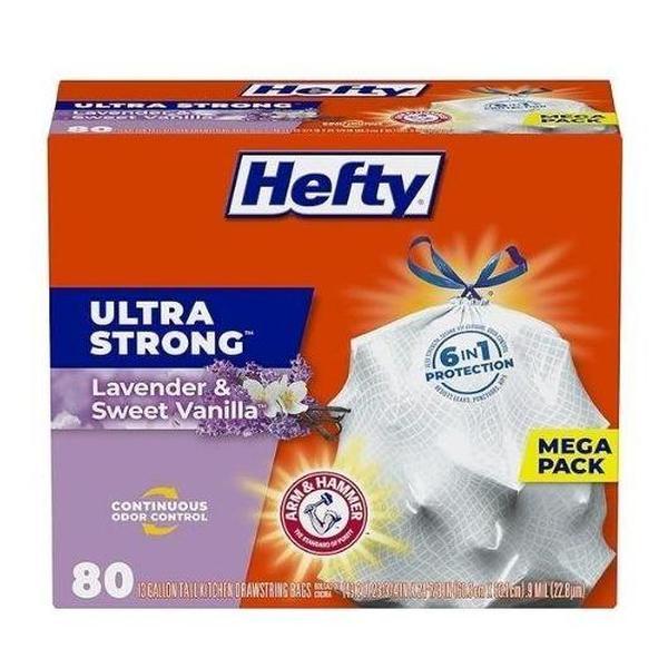 Ultra Strong 13 Gallon Trash Bags, Tall Kitchen Trash Bags, White, Lavender and Sweet Vanilla Scent, 80 Bags Drawstring Household