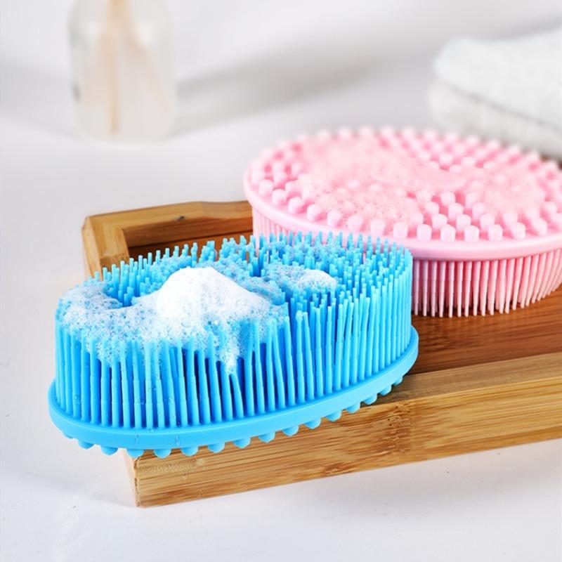 Soft Silicone Exfoliating Brush, 2pcs set Body Scrubber, Body Wash Brush, Shower Exfoliating Bath Brush, Bathroom Accessories, Body Cleaning Tool