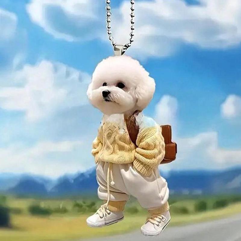 Cute Dog Design Hanging Ornament, 1 Count Cartoon Dog Hanging Decoration, Hanging Decor for Home, Car, Tree, Backpack, Keychain