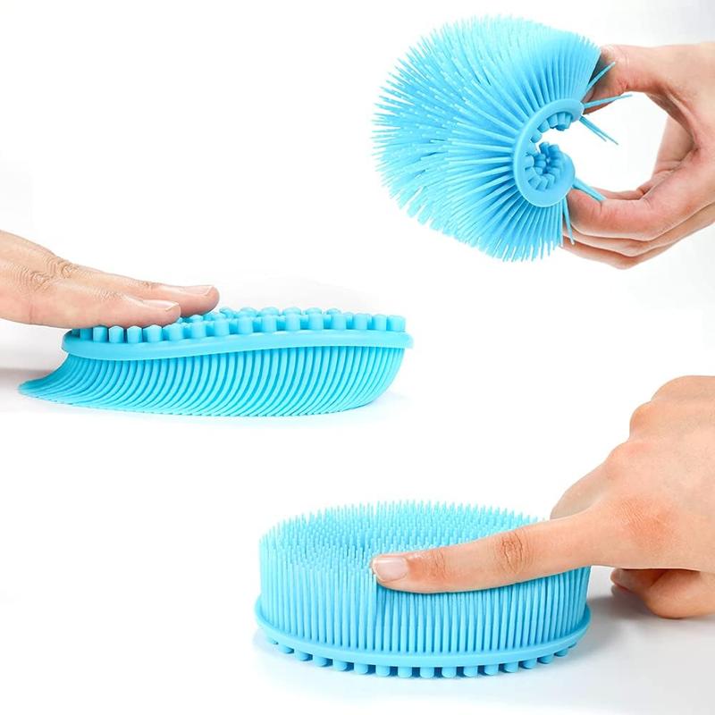 Soft Silicone Exfoliating Brush, 2pcs set Body Scrubber, Body Wash Brush, Shower Exfoliating Bath Brush, Bathroom Accessories, Body Cleaning Tool