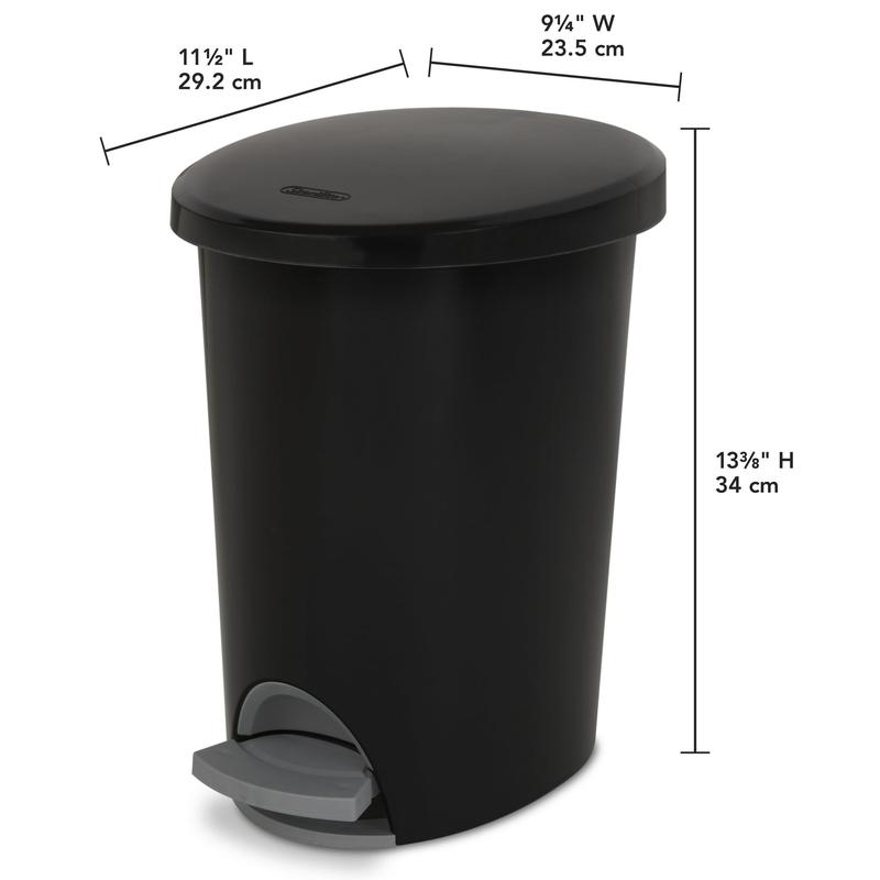 Sterilite 2.6 Gallon Trash Can, Ultra Step On Bathroom Trash Can