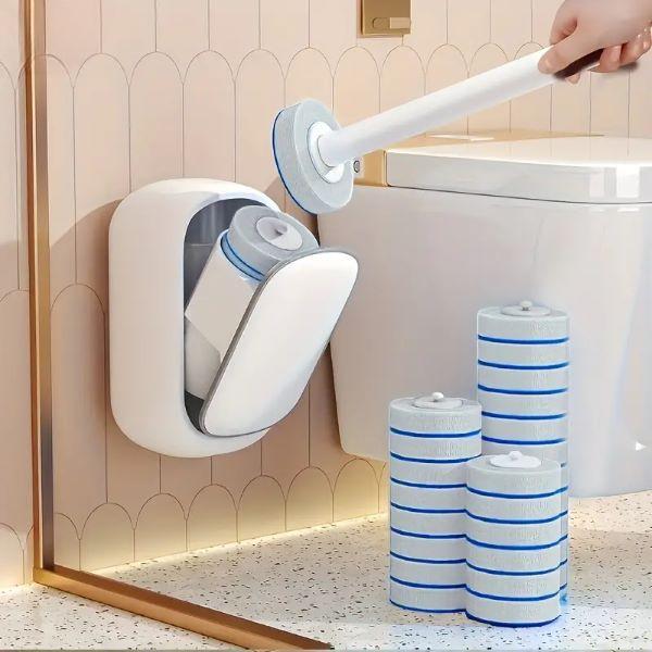 Disposable Toilet Brush with 12 Refills, Wall Mounted Toilet Cleaning Stick with Holder Cleaning Kit for Bathroom Toilet Brush Accessories Disposable Toilet disposable toilet